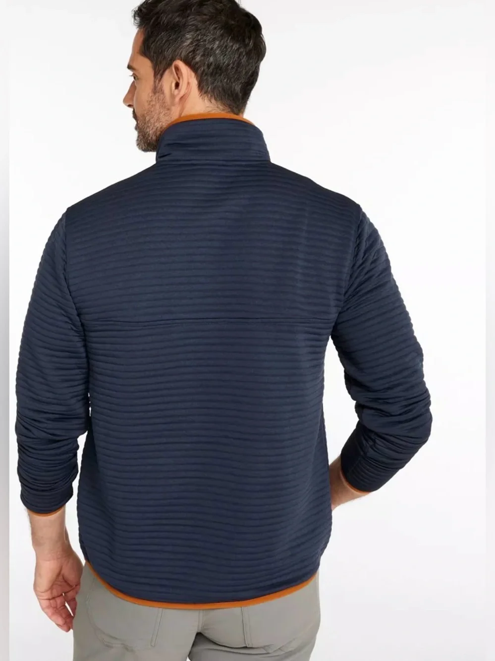 LL Bean Airlight Knit Pullover Size XL Reg Navy Orange Gorpcore Outdoor Casual